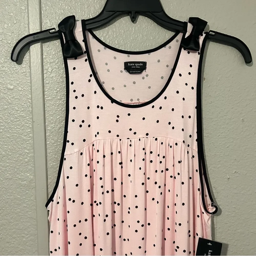 NWT Kate Spade New York Dot-Print Jersey Knit Chemise Pink/ Black Size 1X